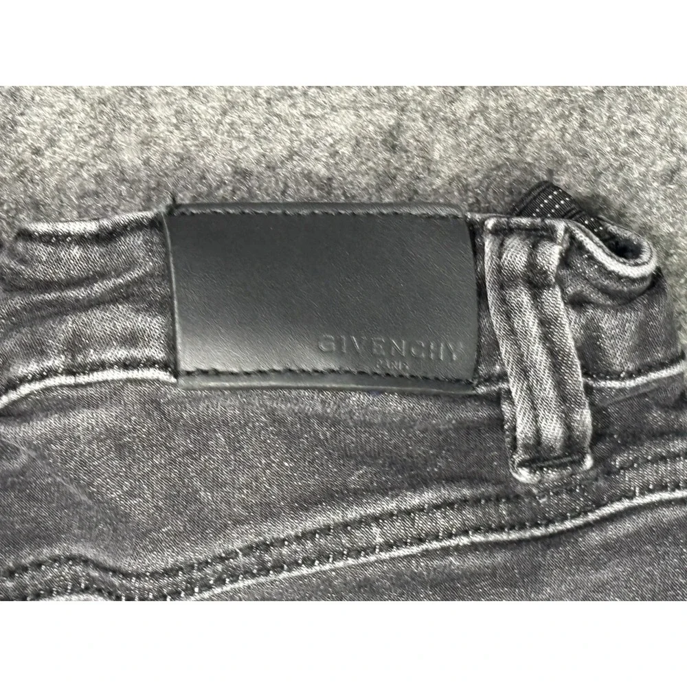 Givenchy Kids Logo Tape Faded Black Denim Jeans Boys Size 12 Stretch